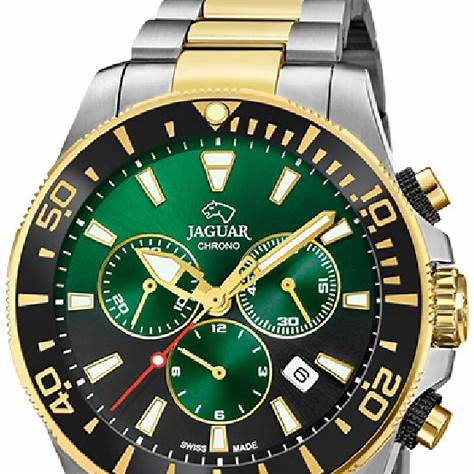 JAGUARJaguar Men's Swiss Quartz Chronograph Watch - Model J862/5, Two - Tone Stainless Steel, Green DialWATCHESEcecile