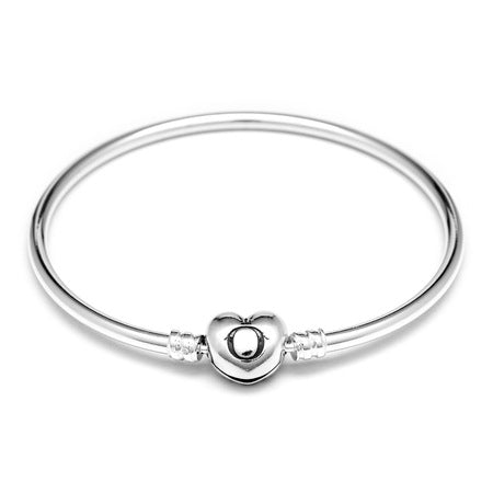 PANDORAPandora Moments 596268 - 17 Sterling Silver Bangle Bracelet with Heart Clasp - 17cmBIJOUXEcecile