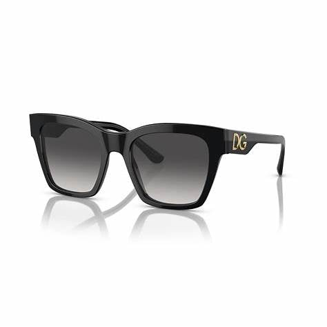 Dolce & Gabbana DG4384 501/8G Gafas de Sol Mujer - Montura Negra, Lentes Gris Gradiente
