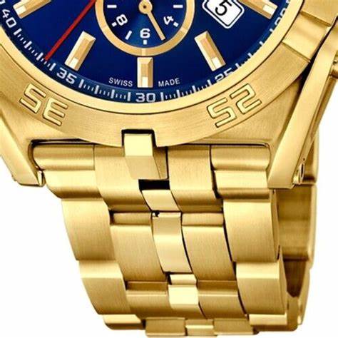 Jaguar Men's Swiss Quartz Chronograph Watch - Model J853/3, Gold-Tone Stainless Steel Case, Blue Dial, Sapphire Crystal