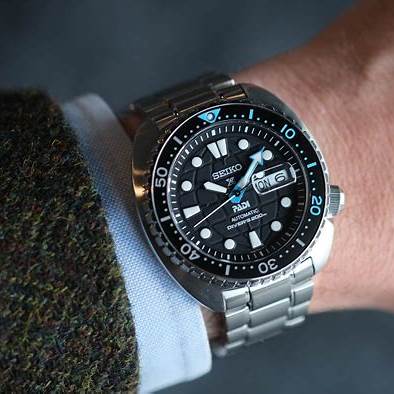 Reloj de buceo automático Seiko Prospex SRPG19K1 PADI King Turtle - Esfera negra, Brazalete de acero inoxidable