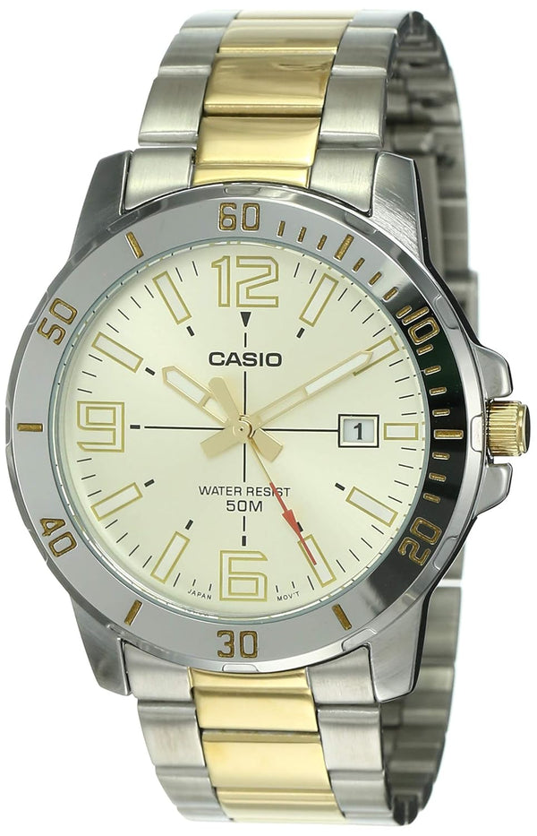 CASIO & VINTAGECasio MTP - VD01SG - 9BVUDF Men's Watch - Gold Dial, Stainless Steel BraceletWATCHESEcecile
