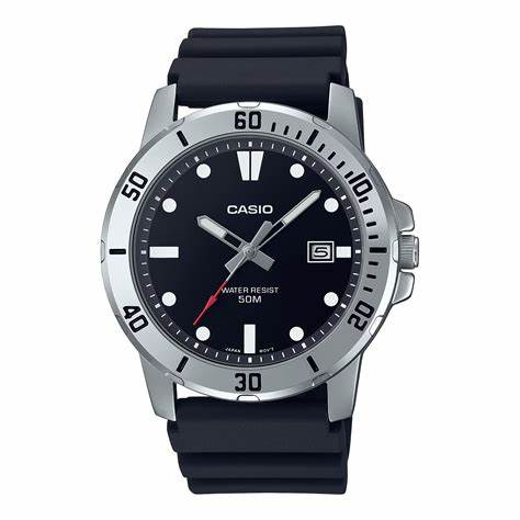 CASIO & VINTAGECasio MTP - VD01 - 1EVUDF Men's Analog Watch - Black Resin Band, Black DialWATCHESEcecile
