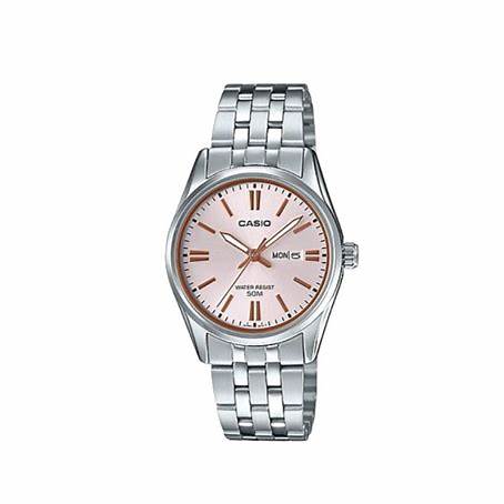 CASIO & VINTAGECasio LTP - 1335D - 4AVDF Women's Analog Watch - Silver Stainless Steel Band, Pink DialWATCHESEcecile