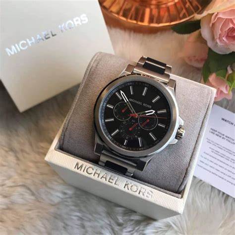 Montre en acier inoxydable bicolore pour hommes Michael Kors Abbott MK8719 - cadran noir