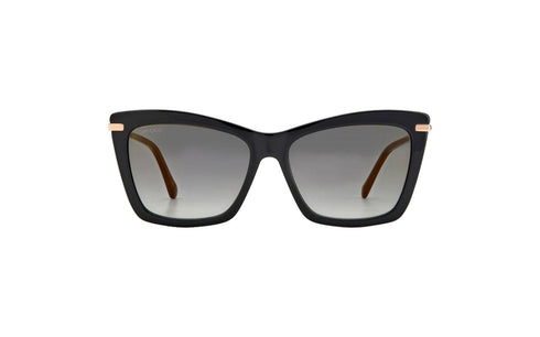 Jimmy Choo SADY/S 807FQ Damen-Sonnenbrille - 56mm, schwarzer und roségoldener Rahmen mit grauen Verlaufsgläsern