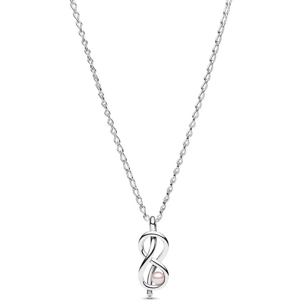 PANDORAPandora 393762C01 - 50 Infinity Knot Necklace - Sterling Silver, Pink PearlBIJOUXEcecile