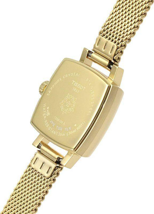 TISSOTTissot Lovely Square T058.109.33.031.00 Women's 20mm Quartz Watch – Silver Dial, Gold PVD Stainless Steel BraceletWATCHESEcecile