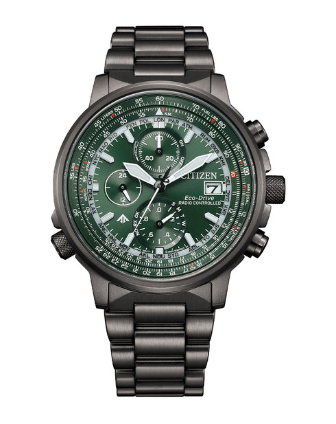 Citizen AT8304-57W Promaster Sky Pilot Eco-Drive – Green Dial, Radio Controlled
