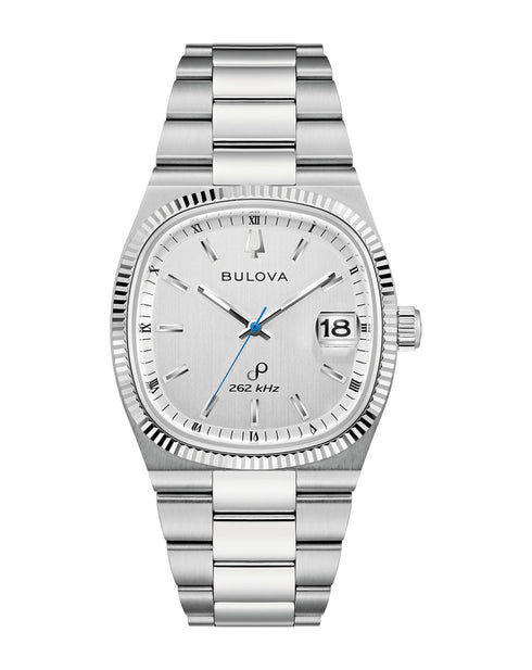 Bulova Super Seville 96B444 – Esfera plateada de 38 mm, cuarzo Precisionist, cristal de zafiro