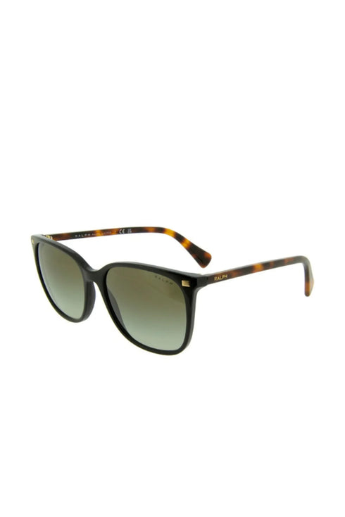 Ralph by Ralph Lauren RA5293 6037/8E Lunettes de soleil carrées pour femme - monture noire brillante, verres verts dégradés