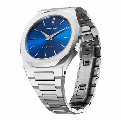 D1 MILANOD1 Milano Ultra Thin Mini Geo D1 - UTBL21 Women's Watch - Silver Stainless Steel, Blue Sunray Dial, 34mmWATCHESEcecile