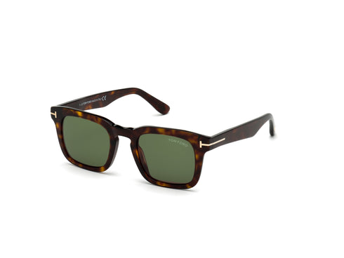 TOM FORDTom Ford DAX FT0751 - S 52N Men's Square Sunglasses – 48 mm Dark Havana Acetate Frame, Green Lenses, UV400EYEWEAREcecile