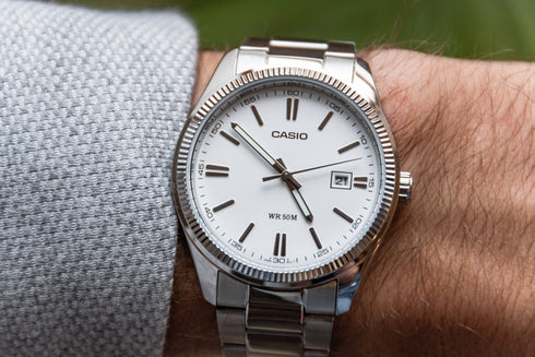 CASIO & VINTAGECasio MTP - 1302PD - 7A1VEF Men's Watch - White Dial, Stainless Steel BandWATCHESEcecile