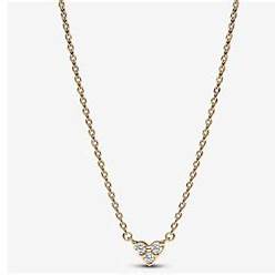 Pandora 363014C01-45 Collar Corazón Triple Piedra - Chapado en Oro 14k, 45 cm
