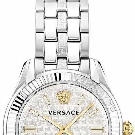 Versace Greca Time VE6C00323 Damenuhr - Edelstahl, silbernes Zifferblatt, 35mm