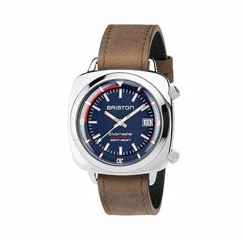 BRISTONBriston Clubmaster Diver Automatic Watch 42mm Navy Blue Dial Brown Leather Strap 17642.PS.D.15.LVBRWATCHESEcecile