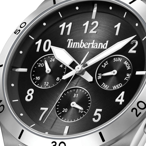 TIMBERLANDTimberland TDWGK0054703 Ashmont Men's Watch – 44mm Silver Stainless Steel Case, Black Dial, Silver Bracelet, Multifunction Quartz Movement, 5 ATM Water ResistanceWATCHESEcecile