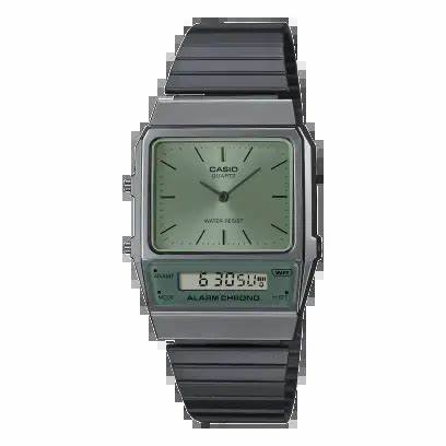 CASIO & VINTAGECasio AQ - 800ECGG - 3AEF Vintage Analog - Digital Watch - Green Dial, Gold Stainless Steel BraceletWATCHESEcecile