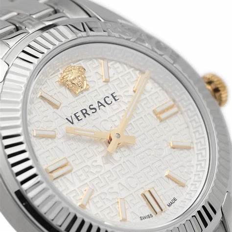 Versace Greca Time VE6C00323 Damenuhr - Edelstahl, silbernes Zifferblatt, 35mm