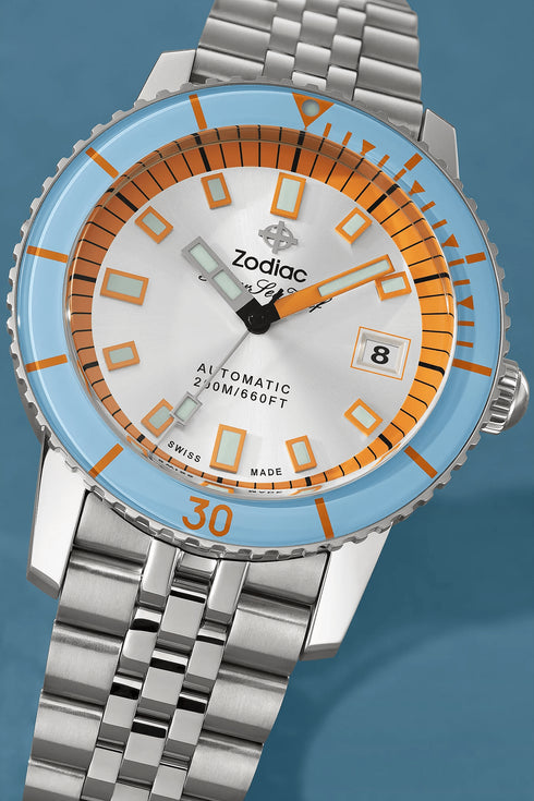 ZODIACZodiac Super Sea Wolf Compression ZO9304 Men's Automatic Watch - Silver Sunray Dial, Stainless Steel BraceletWATCHESEcecile