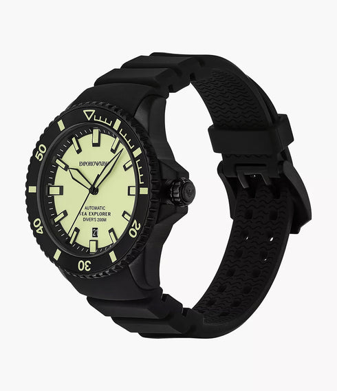 EMPORIO ARMANIEmporio Armani AR60085 Sea Explorer Men's Watch - Yellow Dial, Black StrapWATCHESEcecile