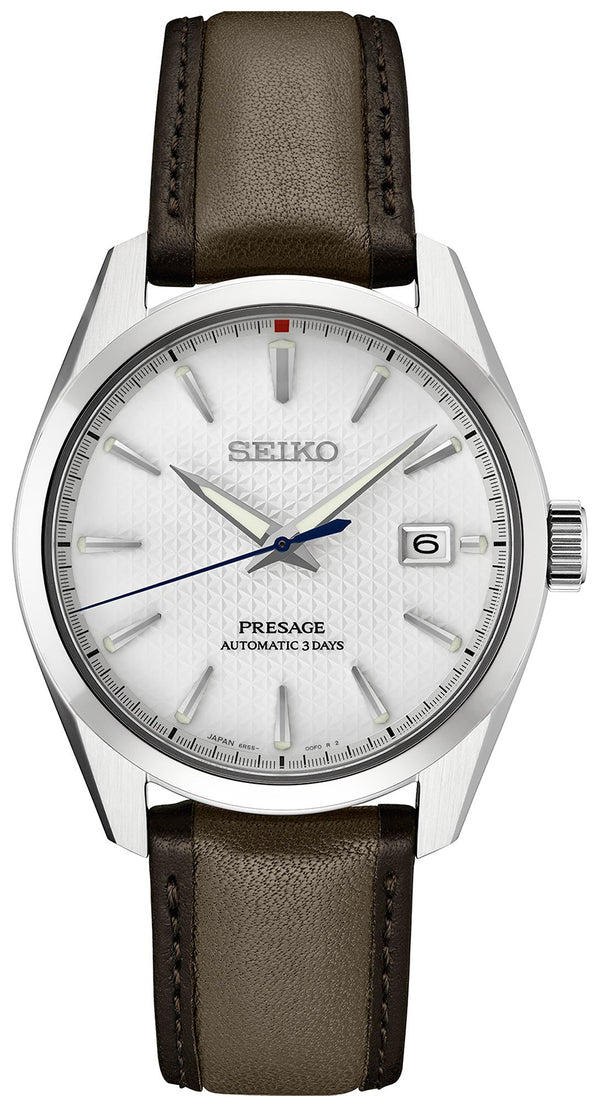 Seiko Presage SPB413J1 Reloj Automático de Edición Limitada para Hombre - 40.2mm Caja de Acero Inoxidable, Esfera Blanca Asanoha, Correa de Piel Marrón