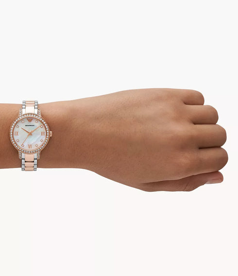 Emporio Armani AR11499 Women's Watch - 32mm, Two-Tone, Mother-of-Pearl Dial