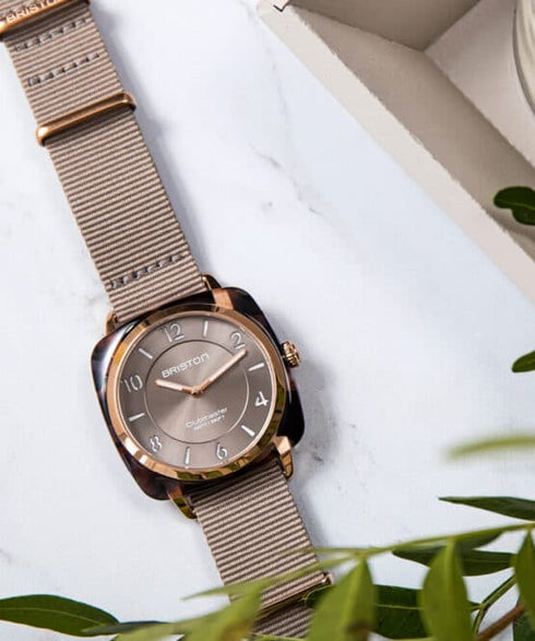 BRISTONBriston Clubmaster Chic 36mm Grey Taupe Dial Interchangeable NATO Strap 21536.SA.UBR.30.NTWATCHESEcecile