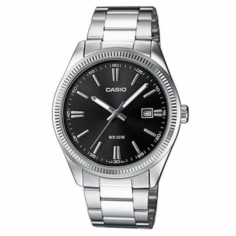 CASIO & VINTAGECasio MTP - 1302PD - 1A1VEF Men's Analog Watch - Black Dial, Stainless Steel BandWATCHESEcecile
