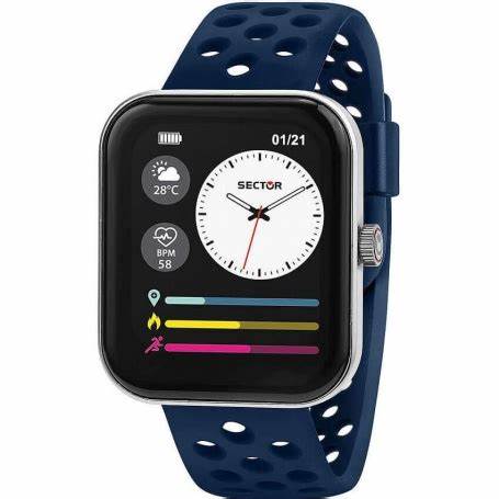SECTORSector S - 03 Pro R3251159002 Unisex Smartwatch - 45x38mm Silver Case, Blue Silicone StrapWATCHESEcecile