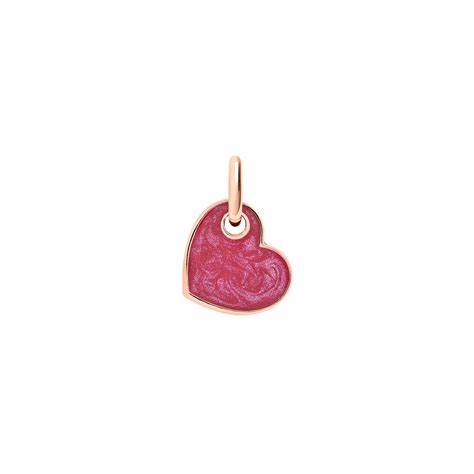 DoDo DMC4011HEARTERO9R Charm a forma di cuore - Oro rosa 9K e smalto rosso