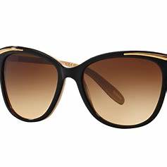 Ralph by Ralph Lauren RA5203 1090/13 Women's Cat-Eye Sunglasses – Shiny Black and Nude Frame, Brown Gradient Lenses