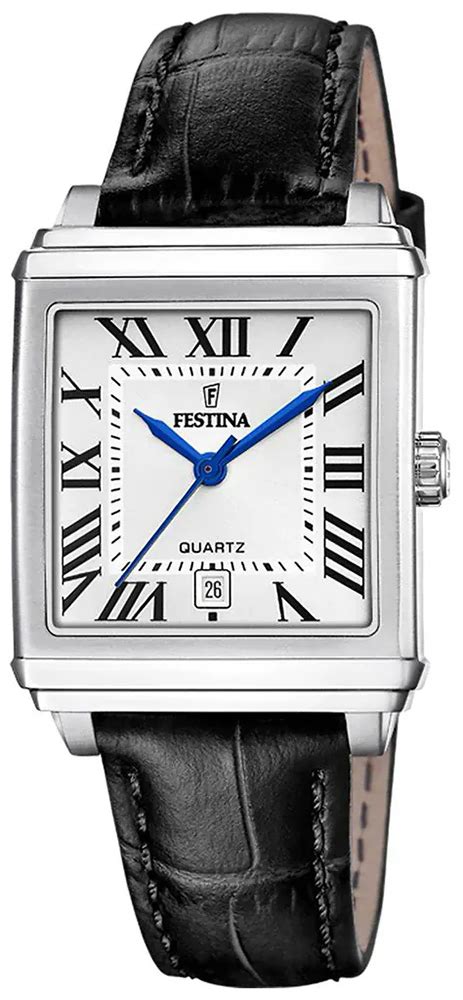 FESTINAFestina F20682/3 Women's Square Watch – Silver Dial, Black Leather Strap, DateWATCHESEcecile