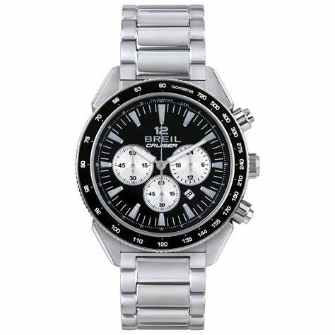 Breil Cruiser TW1924 Herren Chronograph Uhr - Schwarzes Zifferblatt, Edelstahlarmband