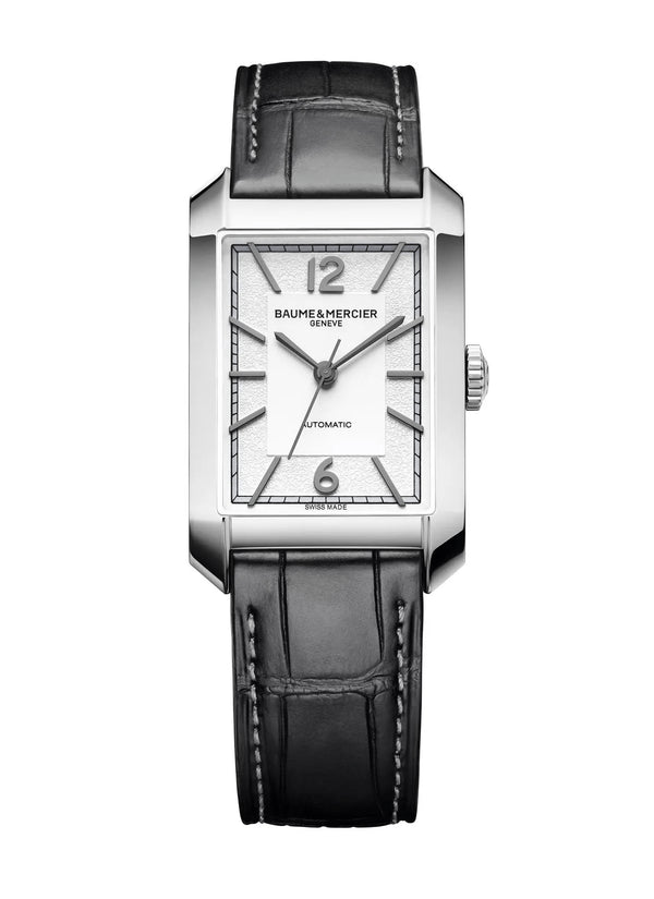 BAUME&MERCIERBaume & Mercier Hampton 10522 Men's Watch – 43mm, Silver Dial, Automatic, Leather StrapWATCHESEcecile