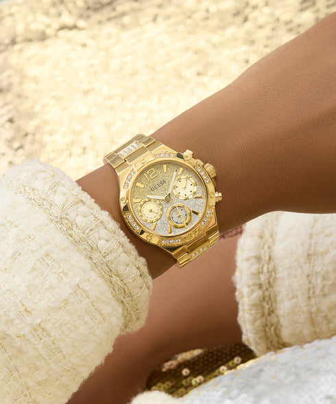 Guess GW0950L2 “Harlow” Women’s Multi-Function Watch – Gold Tone, 38 mm