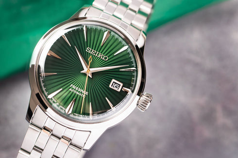 SEIKOSeiko Presage SRPE15J1 "Mockingbird" Automatic Men's Watch - 40.5mm Stainless Steel, Green DialWATCHESEcecile