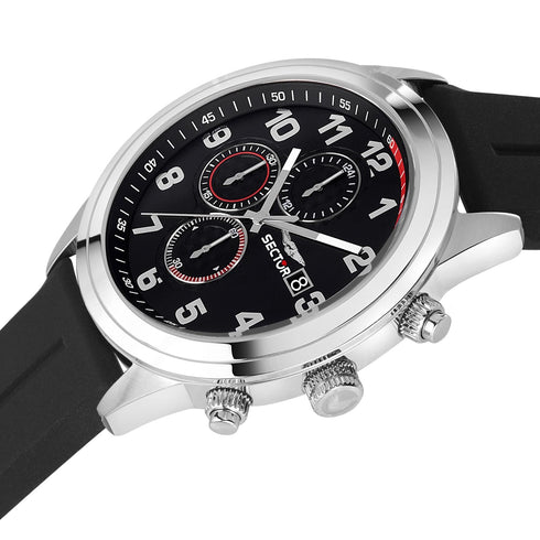 Reloj cronógrafo Sector 670 R3271740001 para hombre, esfera negra, correa de silicona