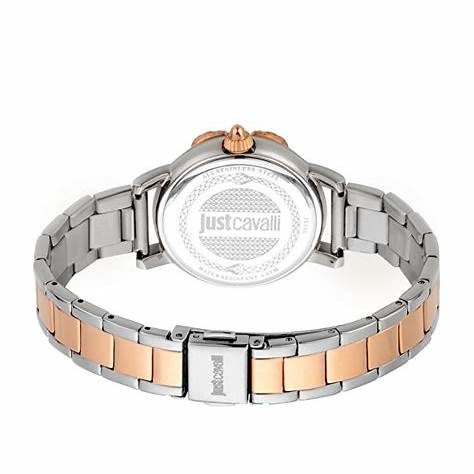 Just Cavalli JC1L151M0105 Montre habillée pour femme - cadran blanc, acier or rose 32 mm