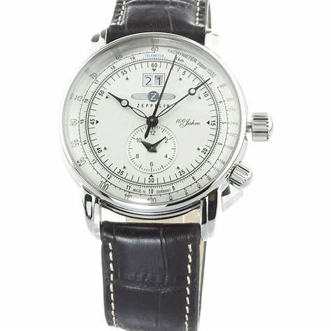 ZEPPELINZeppelin 7640 - 1 100 Years Edition Men's Dual Time Watch – Silver Dial, Brown Leather StrapWATCHESEcecile