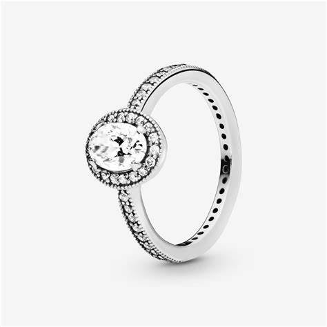 PANDORAPandora 193777C01 Oval Sparkling Halo Ring – Sterling Silver, Size 56BIJOXEcecile