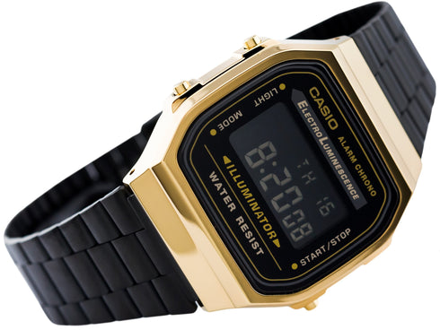 CASIO & VINTAGECasio Vintage A168WEGB - 1BEF Gold & Black Digital Watch - Stainless Steel BraceletWATCHESEcecile