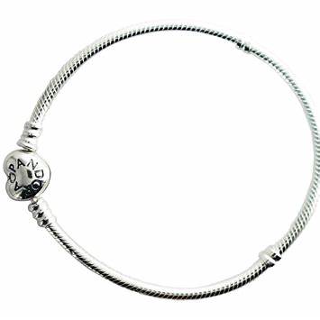 Pandora Moments 590719-19 Women's Bracelet - Sterling Silver Snake Chain with Heart Clasp, 19cm