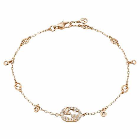 Gucci - Bracelet en or rose 18 carats avec diamants - Longueur ajustable