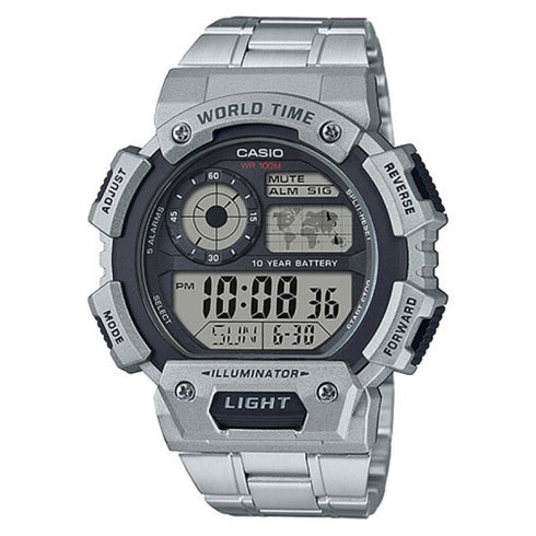 CASIO & VINTAGECasio AE - 1400WHD - 1AVDF Men's Digital Watch – 51mm Stainless Steel Band, World Time, 10 - Year Battery, 100M Water ResistanceWATCHESEcecile