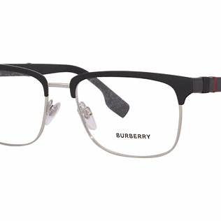 Burberry BE 1348 1306 55 Men's Eyeglasses - Silver and Matte Black Metal Rectangle Frame