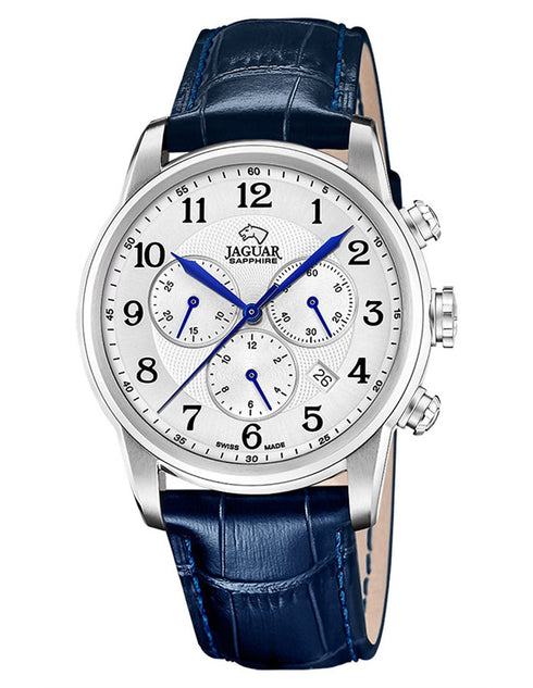 JAGUARJaguar J968/4 Men's Acamar Chronograph Watch - Stainless Steel Case, Blue Leather StrapWATCHESEcecile