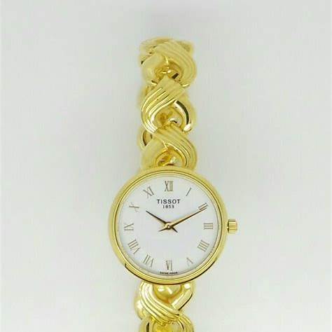 Tissot T-Gold T73.3.122.13 - Caja y pulsera de oro amarillo de 18 quilates, esfera blanca