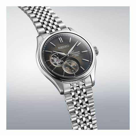 Seiko Presage SPB471J1 Sumi-iro Open Heart Orologio automatico - Quadrante nero, bracciale in acciaio inossidabile